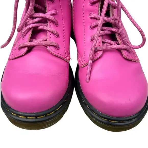 Dr. Martens Kids Pink Leather Lace Up Combat Boots Size US 9 - Picture 11 of 11